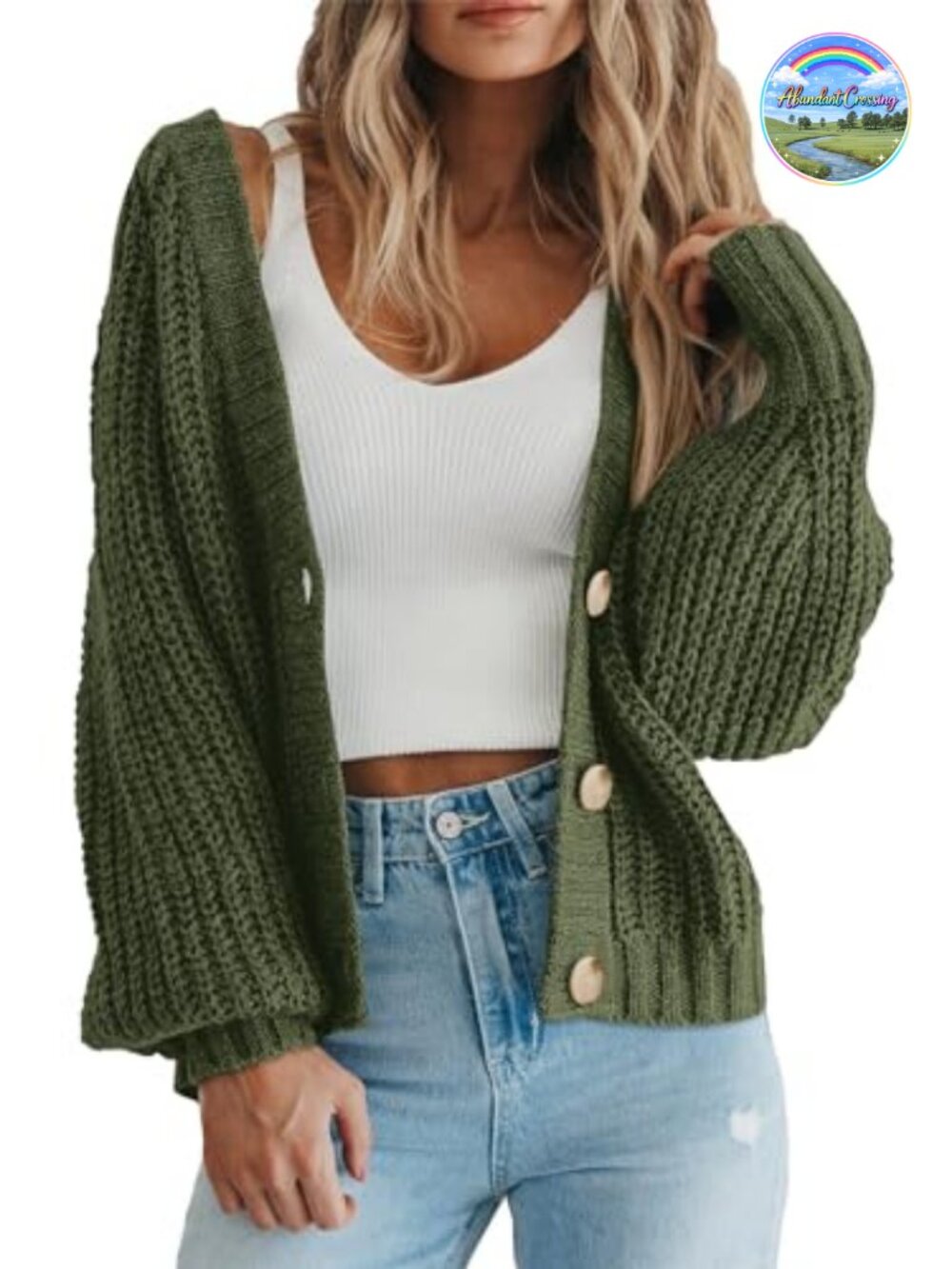 Chunky Knit Open Front Cardigan - V-Neck Solid Button Down Oversized Sweater